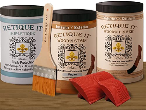 Retique It Liquid Wood Countertop Kit with Wood Gel Stain - Genuine Wood Finished countertops (64 oz (All Countertops), 60 Dark Pecan), 42 oz (All Countertops) (RETQ-WoodnStain) - color: 60 Dark Pecan, size: 42 oz (All Countertops)
