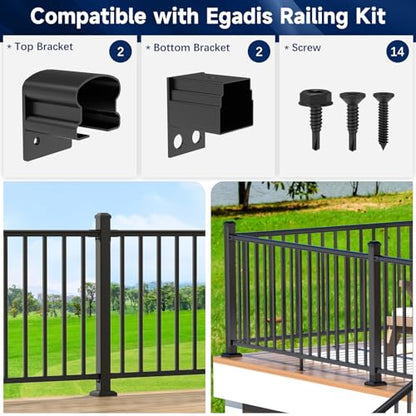 Egadis 4 Pack Aluminum Fixed Railing Bracket Connector with Screws - color: The Brackets- Fixed