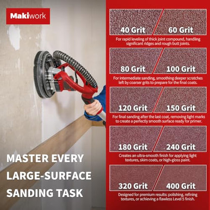 30PCS 9-Inch 8-Hole 240 Grit Hook & Loop Sanding Discs – Heavy-Duty Aluminum Oxide Sandpaper for Drywall Sander, Paint Removal, Wood & Metal Surface Prep - style: 8 Hole