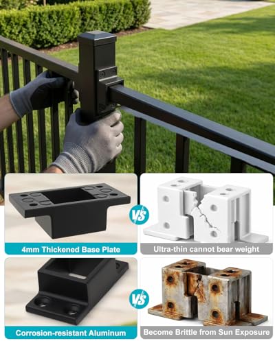Rocaris 10pcs 1" x 1" Aluminum Fence Brackets with Screws