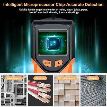 Stud Finder Wall Scanner - 5 in 1 Stud Finder Tool w/Smart Chip and HD LCD Display, Stud Detector Beam Finders for the Center and Edge of Wood AC Wire Metal Studs Joist Pipe (Onion) - color: Onion