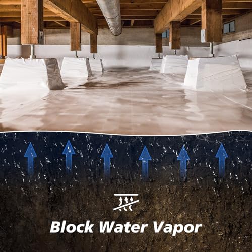Crawl Space Vapor Barrier - 10 mil (12' x 100'), Thick Plastic sheeting, Drop Cloth Moisture Barrier Covering for Crawl Space Encapsulation, Blackout Plastic Painters Tarp, Black and White Panda Film - size: 10 Mil 12' x 100'