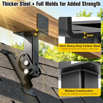3 Pack Adjustable Roof Riser Brackets for Pergola, Fits 4x4 4x6 Posts
