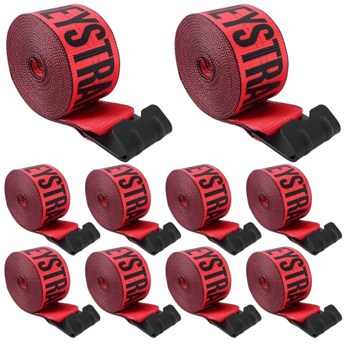 Red Winch Straps 4" x 30 FT - Heavy Duty Flat Hook Tie Downs with 18000lb Break Strength, 6000lb Safe Working Load for Recovery, Flatbed Trailers, Trucks & Farm Use - color: Red