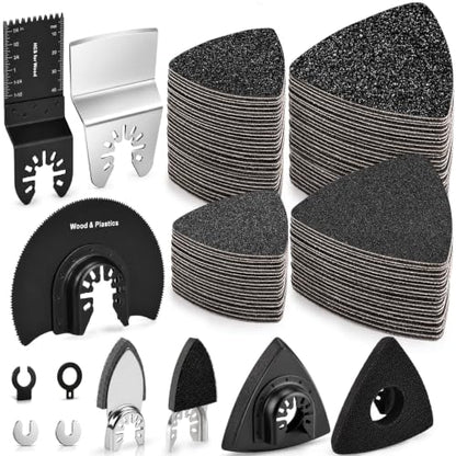 151Pcs Wet Dry Oscillating Tool Sanding Pad with Saw Blade Kit - color: 151PCS-Sanding + Saw Blades