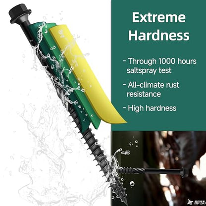 #14 x 8 Inch Wood Screws, 50-Pack Hex Head Lag Screw, Black Coating Carbon Steel Deck Screws for Timber, Log, and Landscape Wood Applications - size: #14 x 8"