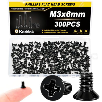KADRICK M3 x 6mm Countersunk Screws, 300PCS, M3 Flat Head Screws - size: M3x6mm 300PCS