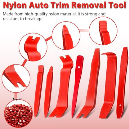Doaho 8Pcs Auto Trim Disassembly Tool Set with Storage Bag - Red - color: Red -8Pcs Trim Removal Tool Kit