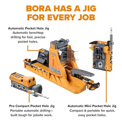 BORA Automatic Pocket Hole Jig Kit & 50 Screws Drill Guide for Woodworking - size: Automatic Jig