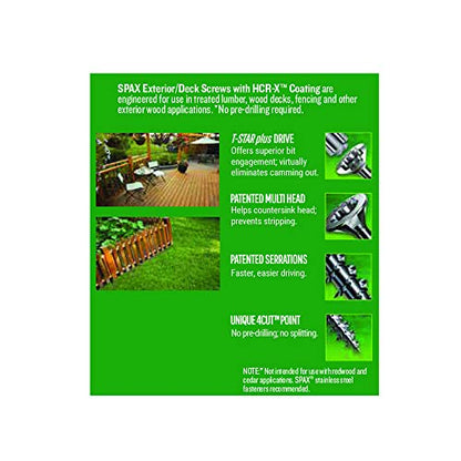 SPAX #10 x 2-1/2" Exterior Flat Head Deck Wood Screws Construction Torx T-Star Plus (1500 EA) Bulk Pail Bit Included Rust Resistant - size: #10 x 2-1/2"