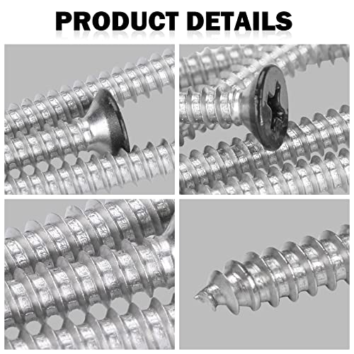 QISHENG Black Head 100 PCS #4x7/8(0.875 inch) Stainless Steel Phillips Flat Head Wood Screws,Stainless Steel 18-8 A2(304) Screw - color: Black, size: #4X7/8"(0.875 inch)