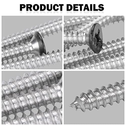 QISHENG Black Head 100 PCS #4x3/8(0.375 inch) Stainless Steel Phillips Flat Head Wood Screws,Stainless Steel 18-8 A2(304) Screw - color: Black, size: #4X3/8"(0.375 inch)