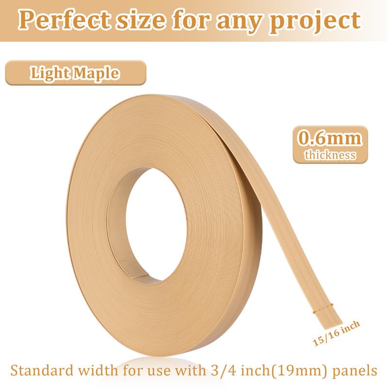 Natural Maple Edge Banding, 15/16" x 100ft PVC Edge Banding Tape, 1mm Thick Wood Grain Veneer Edging for Cabinet Refacing, Office Desk, Plywood Edging & Furniture Projects - color: Natural Maple, size: 15/16 inch X 100 ft