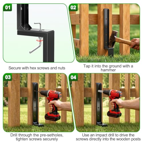 6 Pack Fence Post Repair Kit, Removable Anchor Spike for Wood Post - size: 6 PCS