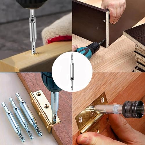 3Pcs HSS Door Window Cabinet Self Centering Hinge Drill Bits Set Center Hinge Drill Bit Mill Tool for Opening Hole-5/64 Inch 7/64 Inch 9/64 Inch for Woodworking Window Door Hinge