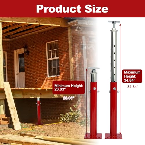 2 PCS Adjustable House Jacks Post for Leveling, 19"-36"(1'7"-3'), Red - color: Red