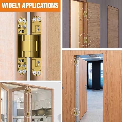 6" Hidden Door Hinge/Concealed Hinges,Invisible Hinges - color: Gold, size: 6 Inch