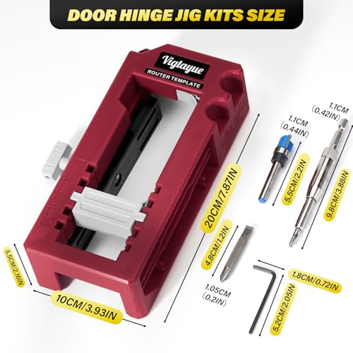 Door Hinge Jig Router Template for Woodworking - color: Dark Red