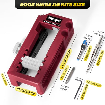 Door Hinge Jig Router Template for Woodworking - color: Dark Red