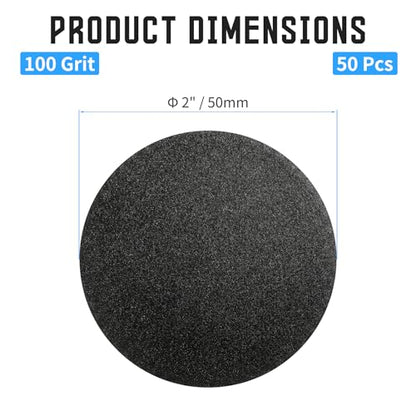 50 Pcs 2" Wet Dry Sandpaper, 100 Grit, Hook & Loop - style: 100 Grit