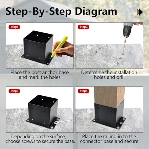 2 Pcs 6x6 Deck Post Base Bracket,Inner Size 5.6"x5.6" Post Base Bracke - color: 6x6(2 PACK)