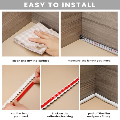 Leinuosen Flexible Bead Molding Trim Peel and Stick White 20ft /15 mm - color: White, size: 20ft /15 mm
