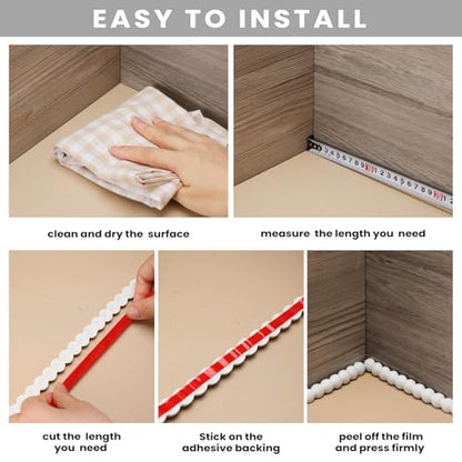Leinuosen Flexible Bead Molding Trim Peel and Stick White 20ft /15 mm - color: White, size: 20ft /15 mm