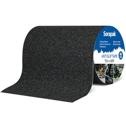 10" x 60 Ft Anti Slip Tape, 80 Grit Grip Tape for Stairs & Ramps - size: 10'' x 60FT