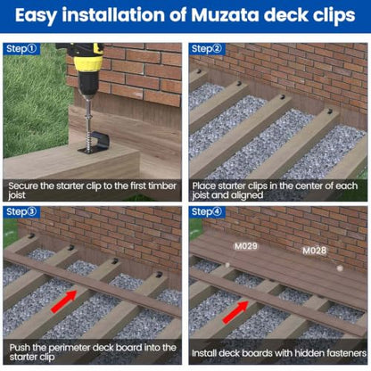 Muzata 200 Pack Hidden Deck Fasteners Universal Polypropylene Clips M029 - size: Hidden Fasteners
