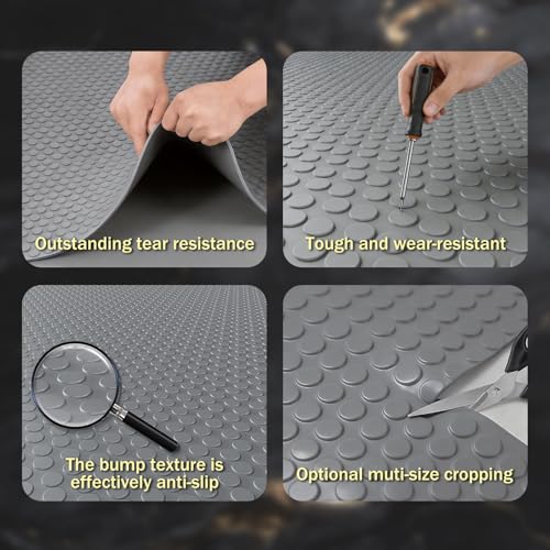 StellarStar 4x20 FT Garage Floor Mat, 2mm Thickened PVC Coin Pattern - color: Gray(Coin), size: 4x20 FT