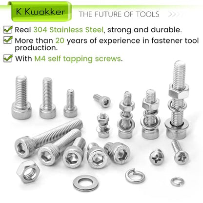 M3 M4 M5 M6 Hex Socket Bolt and Nut Assortment Kit, 1318Pcs - size: M3 M4 M5 M6 - Hex Socket Head