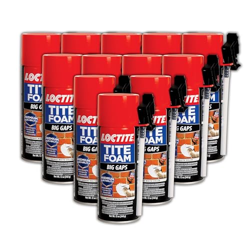 Loctite Tite Foam Big Gaps Spray Foam Sealant, 12 fl oz Can, 12 Pack - Polyurethane Expanding Insulation - size: 12 Pack