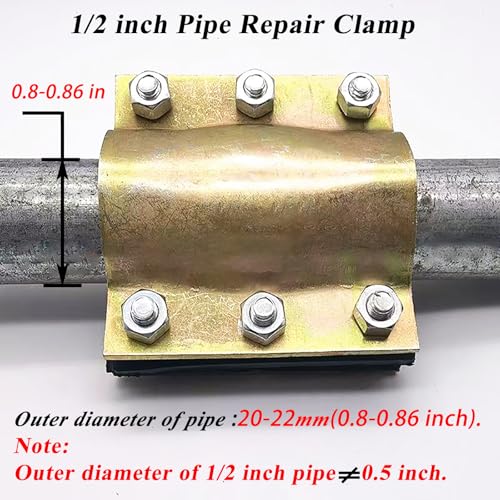 Water Pipe Repair Clamp,Outer Diameter of The Applicable Pipe is 0.79-0.86 inch,Leak Sealer for Pipes and Plumbing,Length About 4 inch,Suitable for PE/PPR Pipes,Steel/Iron Pipes - size: 1/2 inch