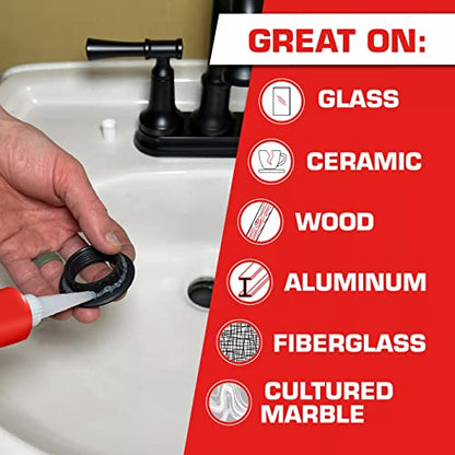 Loctite Silicone Sealant, Clear, 2.7 fl oz Tube, 1 Pack - 100% Waterproof Sealant for Glass, Ceramic, Wood, Plastic & More - size: Single 2.7 Oz Tube