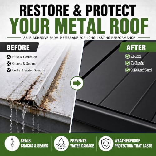 Pushglossy 4" x 25ft Epdm Rubber Roofing Seam Butyl Tape 50 Mil, Black - color: Black, size: 4 Inch X 25 Feet