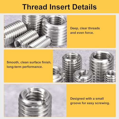 HARFINGTON 10pcs Thread Repair Inserts M4 x 0.7 Male to M2.5 x 0.45 Female Thread 6mm Long Stainless Steel Reducing Nuts Metric Self Tapping Sleeves Threaded Reducer Industrial Fasteners - size: M4 x 0.7 Male to M2.5 x 0.45 Female x 6mm