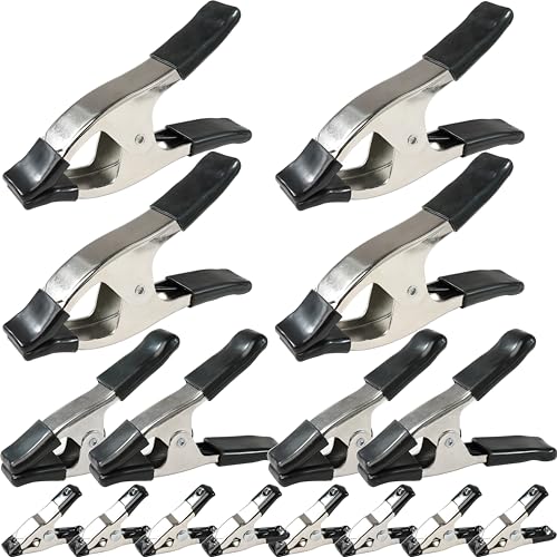 Wellmax 16 Pcs Spring Clamp Assortment, 2 4 6 in, Heavy Duty Black - style: Metal-Nickel