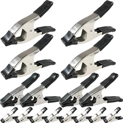 Wellmax 16 Pcs Spring Clamp Assortment, 2 4 6 in, Heavy Duty Black - style: Metal-Nickel
