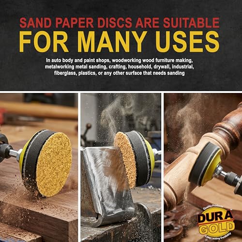 Dura-Gold - Premium - 100 Grit 3" Gold Hook & Loop Sanding Discs, Box of 30 - size: 100-Grit