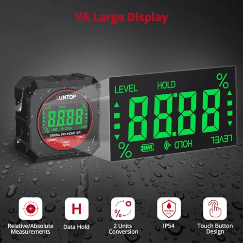 XUNTOP 4x90° Digital Angle Finder with Strong Magnetic Bottom