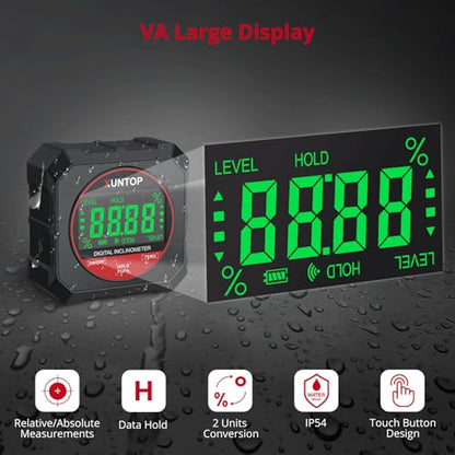 XUNTOP 4x90° Digital Angle Finder with Strong Magnetic Bottom