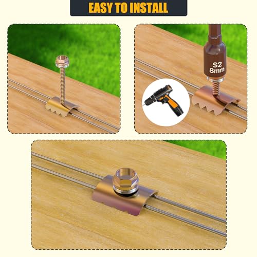 Fence Staples, Fence Post Screws for Softwoods, Fence Fasteners for Wire Fencing, Reuse Fence Staple Nails with Wire Fixer for Wire Mesh and Woven Fencing-200 Pcs - size: 1.8 inch-200 Pcs