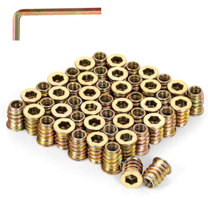 3/8-16 x 25mm Wood Inserts Bolt Furniture Screw in Nut Threaded Fastener Connector Hex Socket Drive for Wood Furniture, 25 PCS - size: 3/8-16 x 25mm