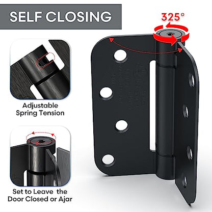 2 Pack 4 Inch Self Closing Door Hinges, Gloss Black - color: 4" - Gloss Black