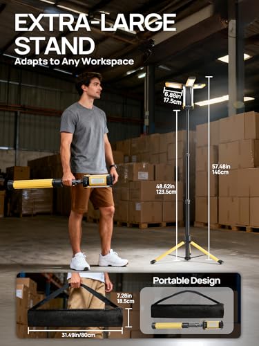 Rechargeable Work Light with Stand, 3 Detachable Panels (Large) - color: Yellow Rechargeable Work Light with Stand 67"
