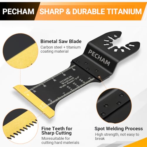 24Pcs Titanium Oscillating Saw Blades, Universal Multitool Blades Kit, Oscillating Tool Blades for Wood Metal Cutting, Compatible with DeWalt Milwaukee Ryobi Ridgid Rockwell Porter Cable Black+Decker