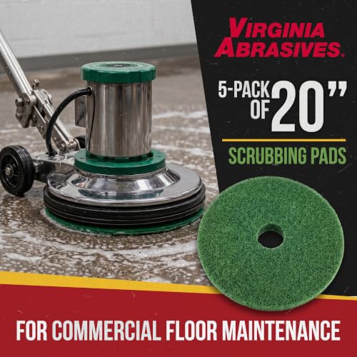 Green Floor Maintenance Pads, Deep Cleaning & Light Stripping, 20", 5-Pack - size: 20"