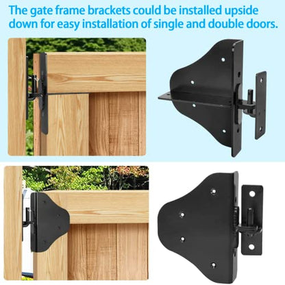 Fence Gate Kit Gate Hardware with Gate Latch - Updated 90 Degree Right Angle Gate Hinges - Anti Sag Gate Kit - Gate Corner Brace Bracket (1 Set) - size: No Sag Gate Kit