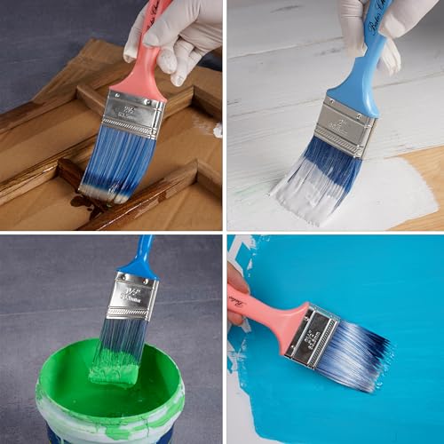 Bates 4 Pack Vibrant Plastic Handle Paint Brushes - Stain & Furniture Brushes for Painting Walls - color: Vibrant Plastic Handle, size: 4 Pack, 1.5", 2", 2.5", 3"