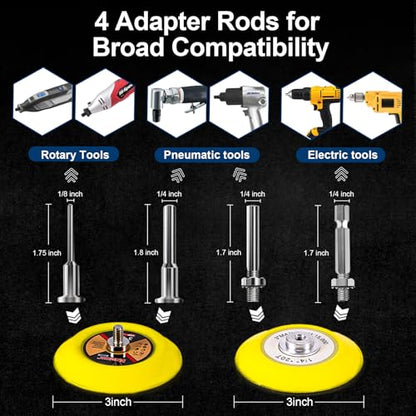 188 PCS 3 Inch Wet Dry Sanding Discs 60-10000 Grit Hook and Loop Sandpaper - style: 3 inch